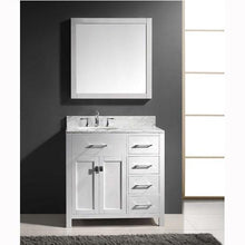 Load image into Gallery viewer, Caroline Parkway 36&quot; Single Sink Italian Carrara White Marble Top Vanity with Faucet and Mirror - Vanity Grace Store - Virtuusa