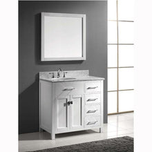 Load image into Gallery viewer, Caroline Parkway 36&quot; Single Sink Italian Carrara White Marble Top Vanity with Faucet and Mirror - Vanity Grace Store - Virtuusa