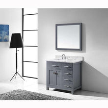 Load image into Gallery viewer, Caroline Parkway 36&quot; Single Sink Italian Carrara White Marble Top Vanity with Faucet and Mirror - Vanity Grace Store - Virtuusa