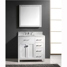 Load image into Gallery viewer, Caroline Parkway 36&quot; Single Sink Italian Carrara White Marble Top Vanity with Faucet and Mirror - Vanity Grace Store - Virtuusa