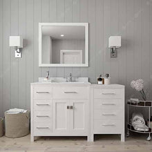 Load image into Gallery viewer, Caroline Parkway 57&quot; Single Sink Dazzle White Quartz Top Vanity with Mirror - Vanity Grace Store - Virtuusa
