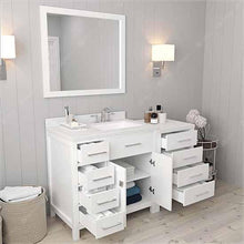 Load image into Gallery viewer, Caroline Parkway 57&quot; Single Sink Dazzle White Quartz Top Vanity with Mirror - Vanity Grace Store - Virtuusa