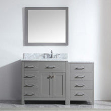 Load image into Gallery viewer, Caroline Parkway 57&quot; Single Sink Italian Carrara White Marble Top Vanity with Faucet and Mirror - Vanity Grace Store - Virtuusa