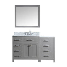Load image into Gallery viewer, Caroline Parkway 57&quot; Single Sink Italian Carrara White Marble Top Vanity with Faucet and Mirror - Vanity Grace Store - Virtuusa