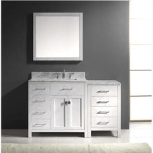 Load image into Gallery viewer, Caroline Parkway 57&quot; Single Sink Italian Carrara White Marble Top Vanity with Faucet and Mirror - Vanity Grace Store - Virtuusa