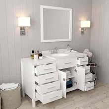 Load image into Gallery viewer, Caroline Parkway 57&quot; Single Sink Dazzle White Quartz Top Vanity with Mirror - Vanity Grace Store - Virtuusa