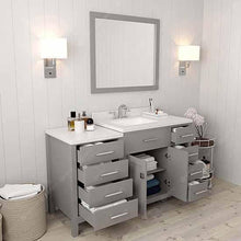 Load image into Gallery viewer, Caroline Parkway 57&quot; Single Sink Dazzle White Quartz Top Vanity with Mirror - Vanity Grace Store - Virtuusa