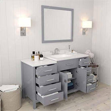 Load image into Gallery viewer, Caroline Parkway 57&quot; Single Sink Dazzle White Quartz Top Vanity with Mirror - Vanity Grace Store - Virtuusa