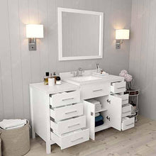 Load image into Gallery viewer, Caroline Parkway 57&quot; Single Sink Dazzle White Quartz Top Vanity with Mirror - Vanity Grace Store - Virtuusa