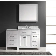 Load image into Gallery viewer, Caroline Parkway 57&quot; Single Sink Italian Carrara White Marble Top Vanity with Faucet and Mirror - Vanity Grace Store - Virtuusa