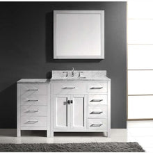 Load image into Gallery viewer, Caroline Parkway 57&quot; Single Sink Italian Carrara White Marble Top Vanity with Faucet and Mirror - Vanity Grace Store - Virtuusa