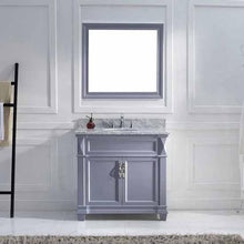 Load image into Gallery viewer, Victoria 36" Single Sink Italian Carrara White Marble Top Vanity with Faucet and Mirror - Vanity Grace Store - Virtuusa