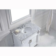 Load image into Gallery viewer, Victoria 36" Single Sink Italian Carrara White Marble Top Vanity with Mirror - Vanity Grace Store - Virtuusa