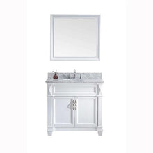 Load image into Gallery viewer, Victoria 36" Single Sink Italian Carrara White Marble Top Vanity with Faucet and Mirror - Vanity Grace Store - Virtuusa
