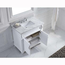 Load image into Gallery viewer, Victoria 36" Single Sink Italian Carrara White Marble Top Vanity with Mirror - Vanity Grace Store - Virtuusa