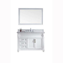 Load image into Gallery viewer, Victoria 48&quot; Single Sink Italian Carrara White Marble Top Vanity with Faucet and Mirror - Vanity Grace Store - Virtuusa