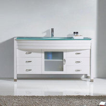 Load image into Gallery viewer, Ava 55&quot; Single Sink White Engineered Stone Top Vanity with Faucet - Vanity Grace Store - Virtuusa