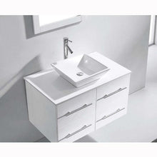 Load image into Gallery viewer, Marsala 35&quot; Single Sink White Engineered Stone Top Vanity with Faucet and Mirror - Vanity Grace Store - Virtuusa