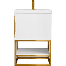Load image into Gallery viewer, James Martin Columbia 24&quot; Glossy White - Radiant Gold Single Vanity- James Martin