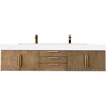 Load image into Gallery viewer, James Martin Mercer Island 72&quot; Latte Oak - Radiant Gold Double Vanity- James Martin