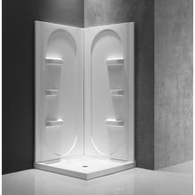 Load image into Gallery viewer, Mishra 38 in. x 38 in. x 75 in. 2-piece DIY Friendly Corner Shower Surround in White- Anzzi