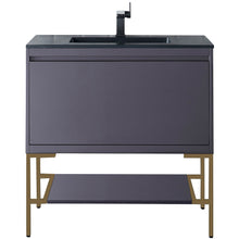 Load image into Gallery viewer, James Martin Milan 35.4&quot; Modern Grey - Radiant Gold Single Vanity- James Martin