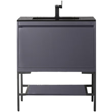 Load image into Gallery viewer, James Martin Milan 31.5&quot; Modern Grey - Matte Black Single Vanity with Base- James Martin
