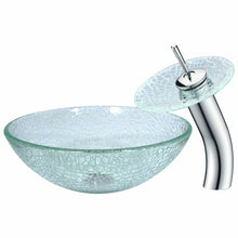 Load image into Gallery viewer, Choir Series Deco-Glass Vessel Sink in Crystal Clear Mosaic with Matching Chrome Waterfall Faucet- Anzzi