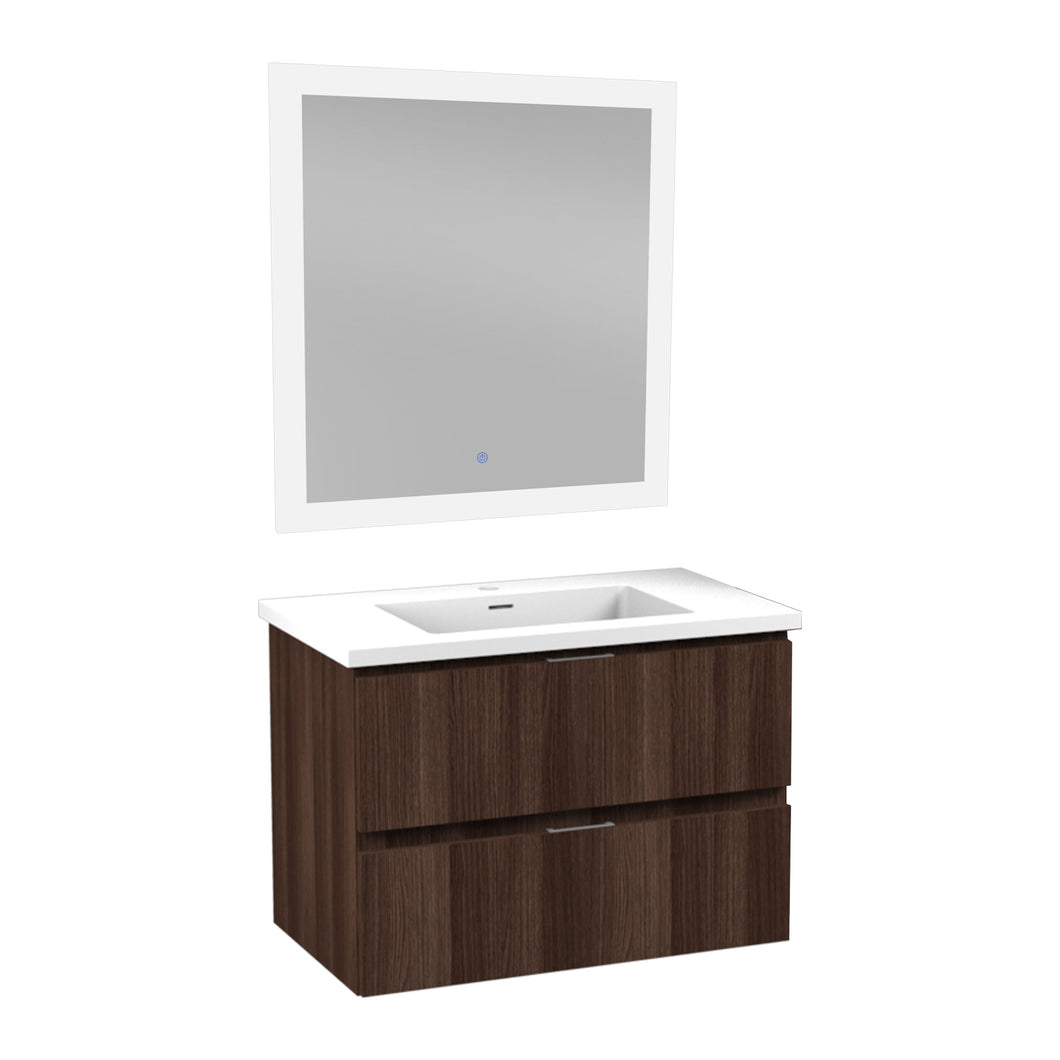 30 in W x 20 in H x 18 in D Bath Vanity in Dark Brown with Cultured Marble Vanity Top in White with White Basin & Mirror- Anzzi