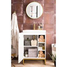Load image into Gallery viewer, James Martin Alicante&#39; 24&quot; Glossy White-Radiant Gold Single Vanity Cabinet