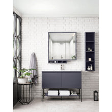 Load image into Gallery viewer, James Martin Milan 47.3&quot; Modern Grey Glossy - Matte Black Single Vanity