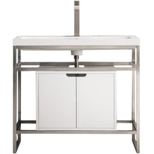Load image into Gallery viewer, James Martin Boston 39.5&quot; Stainless Steel Sink Console with Cabinet- James Martin