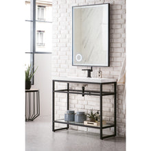 Load image into Gallery viewer, James Martin Boston 39.5&quot; Matte Black Stainless Steel Sink Console