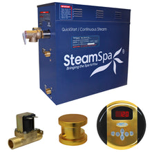 Load image into Gallery viewer, SteamSpa Oasis 9 KW QuickStart Acu-Steam Bath Generator Package with Built-in Auto Drain in Polished Gold- SteamSpa