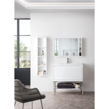 Load image into Gallery viewer, James Martin Milan 35.4&quot; Glossy White - Brushed Nickel Single Vanity