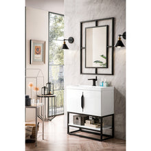 Load image into Gallery viewer, James Martin Columbia 31.5&quot; Glossy White - Matte Black Single Vanity