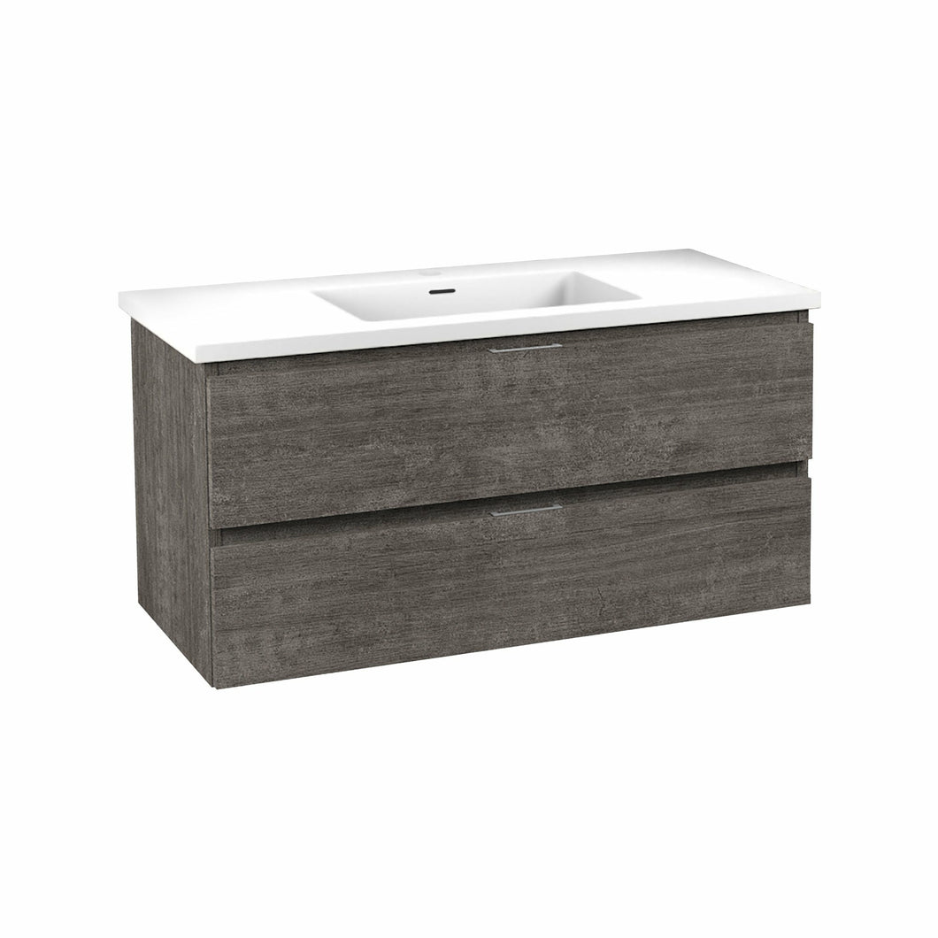 Conques 39 in W x 20 in H x 18 in D Bath Vanity in Rich Grey with Cultured Marble Vanity Top in White with White Basin- Anzzi