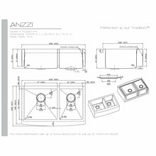 Load image into Gallery viewer, Elysian Farmhouse Stainless Steel 33 in. 0-Hole 60/40 Double Bowl Kitchen Sink in Brushed Satin- Anzzi