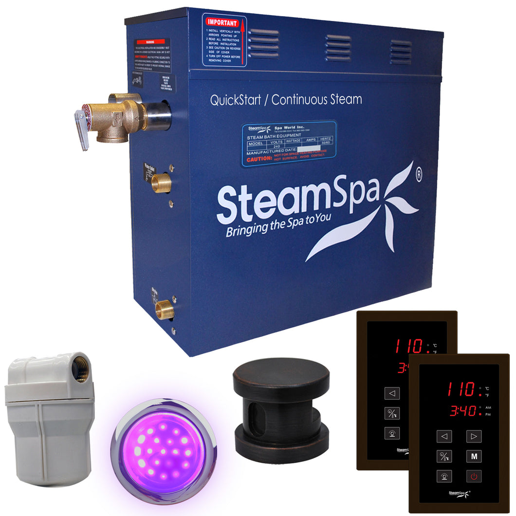SteamSpa Royal 6 KW QuickStart Acu-Steam Bath Generator Package in Oil Rubbed Bronze- SteamSpa