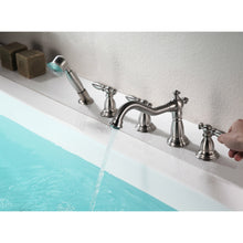 Load image into Gallery viewer, Patriarch 2-Handle Deck-Mount Roman Tub Faucet with Handheld Sprayer in Brushed Nickel- Anzzi