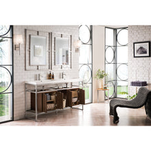 Load image into Gallery viewer, James Martin Boston 63&quot; Brushed Nickel Stainless Steel Sink Console (Double Basins) With Cabinet