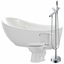 Load image into Gallery viewer, Talyah 71 in. Acrylic Soaking Bathtub with Havasu Faucet and Cavalier 1.28 GPF Toilet- Anzzi