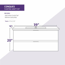 Load image into Gallery viewer, Conques 39 in W x 20 in H x 18 in D Bath Vanity in Dark Brown with Cultured Marble Vanity Top in White with White Basin- Anzzi