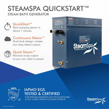 Load image into Gallery viewer, SteamSpa Indulgence 7.5 KW QuickStart Acu-Steam Bath Generator Package with Built-in Auto Drain in Brushed Nickel- SteamSpa