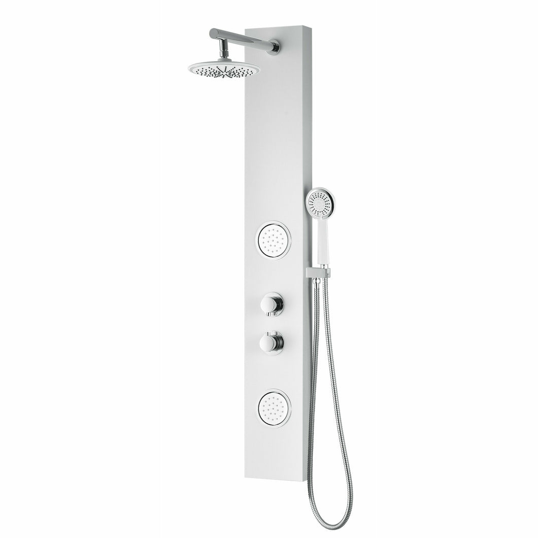 Aquifer Series 56 in. Full Body Shower Panel System with Heavy Rain Shower and Spray Wand in White- Anzzi