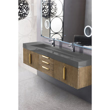 Load image into Gallery viewer, James Martin Mercer Island 72&quot; Latte Oak - Radiant Gold Double Vanity