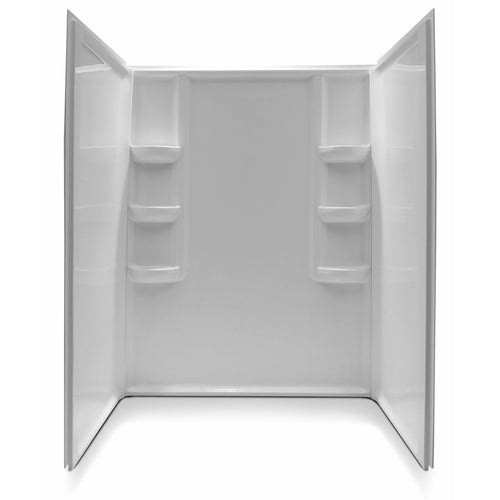 Vasu 60 in. x 36 in. x 74 in. 3-piece DIY Friendly Alcove Shower Surround in White- Anzzi