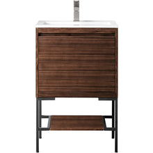 Load image into Gallery viewer, James Martin Milan 23.6&quot; Mid Century Walnut - Matte Black Single Vanity with Base- James Martin