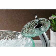 Load image into Gallery viewer, Choir Series Deco-Glass Vessel Sink in Crystal Clear Mosaic with Matching Chrome Waterfall Faucet- Anzzi