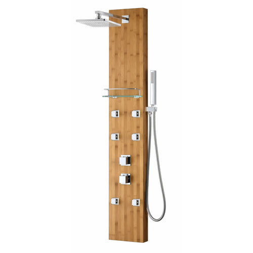 Mansion 60 in. Full Body Shower Panel with Heavy Rain Shower and Spray Wand in Natural Bamboo- Anzzi